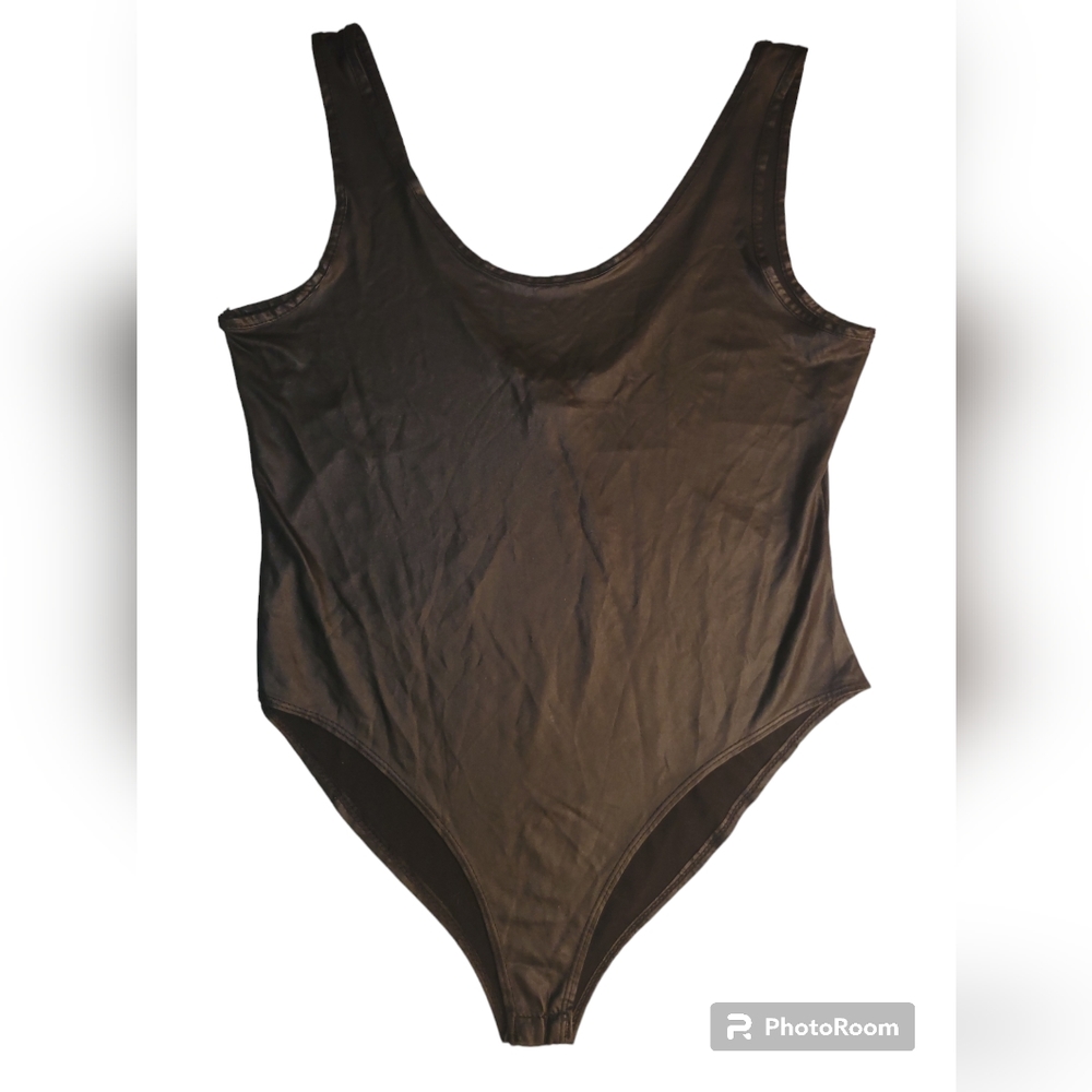 BLACK FAUX LEATHER TANK BODYSUIT